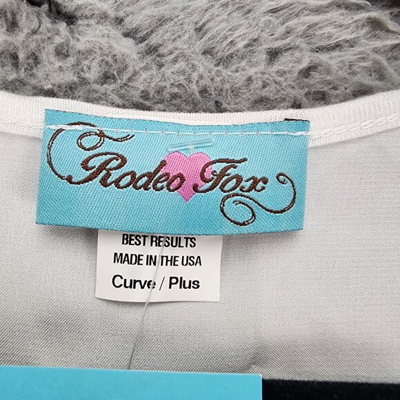Rodeo Fox Top Womens One Size Plus White Blouse *NWT* - Picture 2 of 9